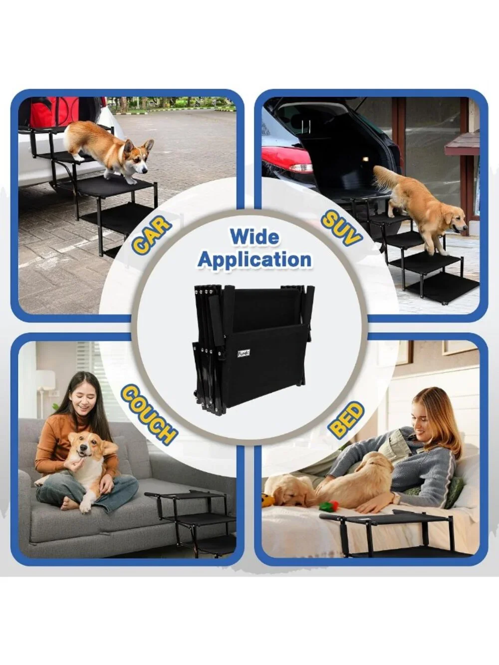 Foldable Dog Stairs & Ramp for Large & Medium Dogs, Non-Slip, Portable